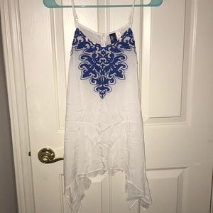 Blue and white tank top